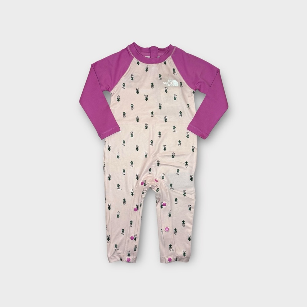 The North Face Baby Amphibious Floral Pink Tone Sun One Piece Body Swimsuit